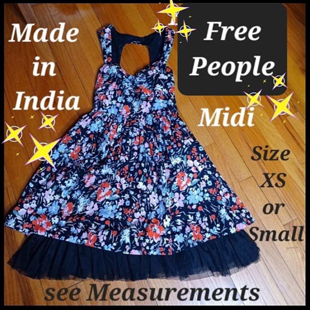 FREE PEOPLE  floral Lace dress made in India runs like XS -S *see measur…